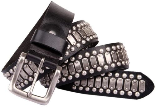 Accesoryo dise/ño balas de plata Cintur/ón negro